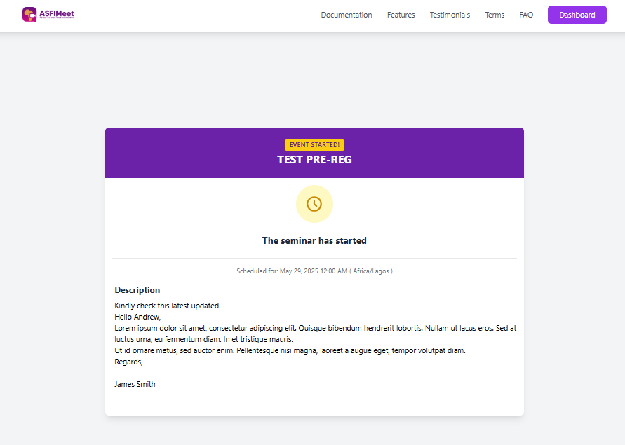 Active meeting screen with join prompt